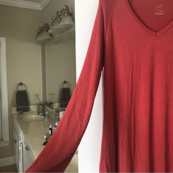 NWT Joan Vass Size L Rust Asymmetrical Tunic Top - Picture 4 of 9
